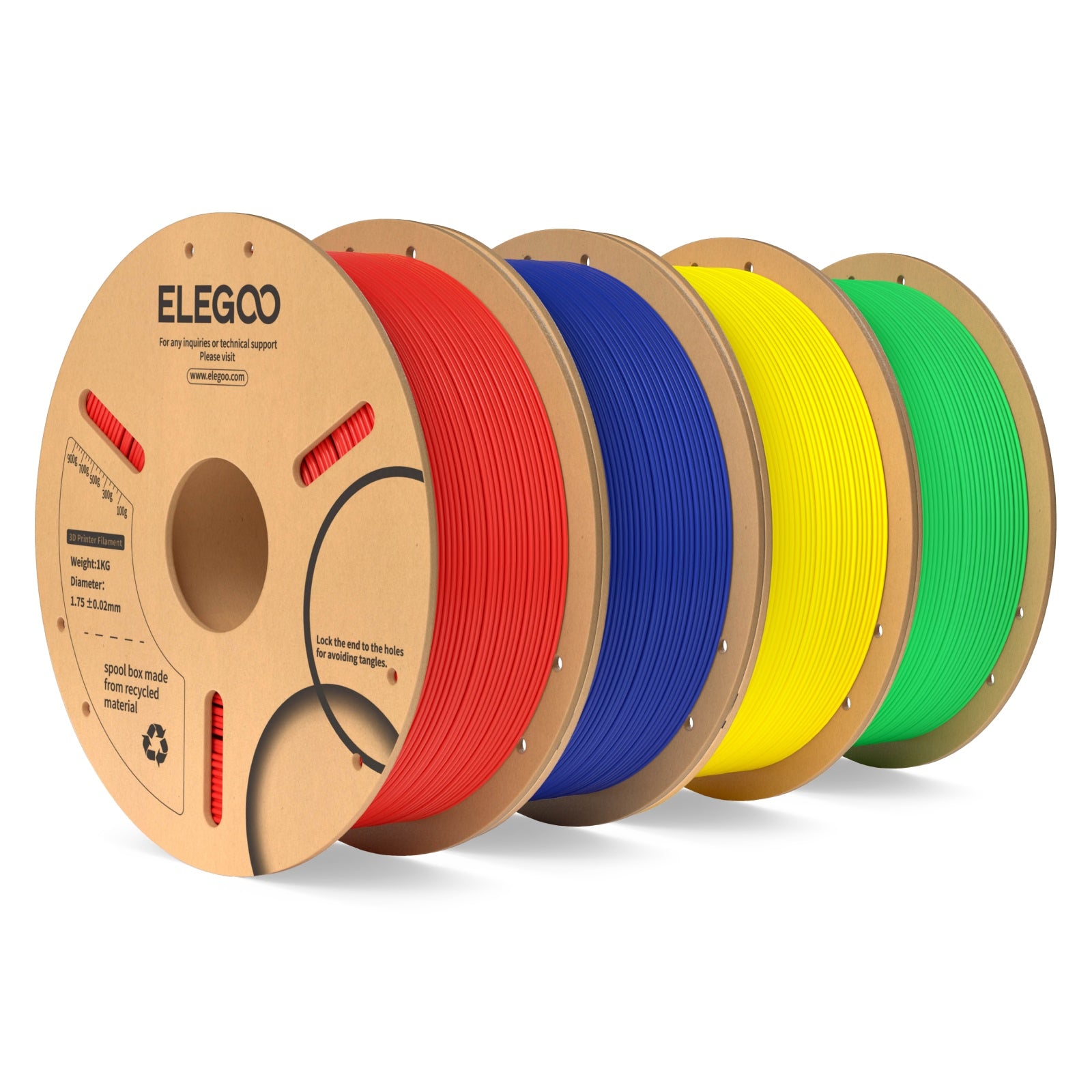ELEGOO PLA 3D Printer Filament 1.75mm Bundle 4KG Red/Dark Blue/Yellow/Neon Green US-EL-3DF-P1184 B0H15G7QYM